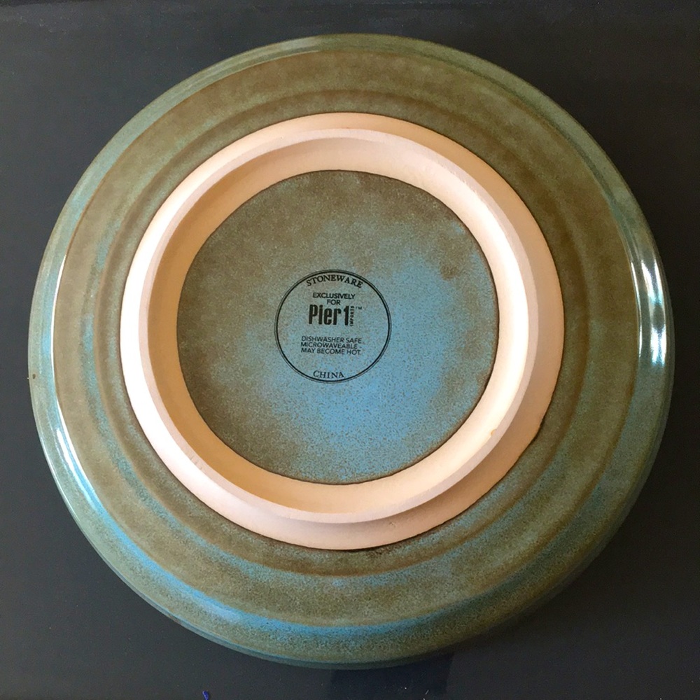 Pier 1 Set of 2 blue/green stoneware pasta bowls